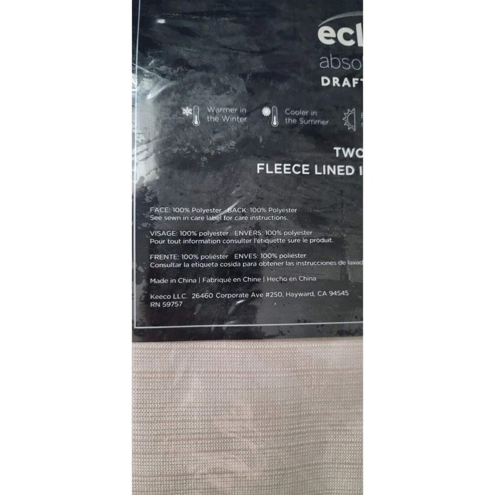 Eclipse Talisa Absolute Zero Beige Blackout Curtain Draft Blocker 63x37 Set of 2